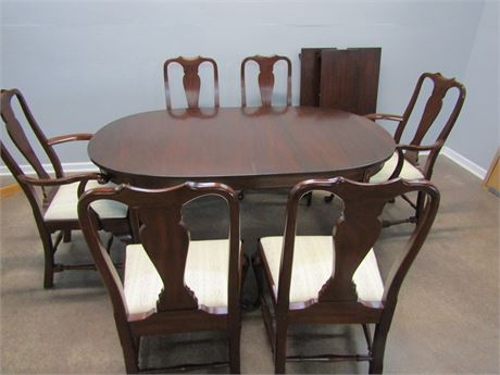 Henkel Harris Mahogany Dining Room Table and Chairs, Oval Federal Style