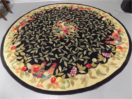 Transitional Design Online Auctions - Chicken Themed Round Area Rug