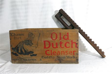 Early OLD DUTCH CLEANER Shipping Box Crate & Mangle Board Lot