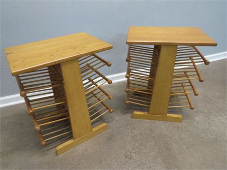 LEVENGER Mid-Century Spindle Wood Magazine Rack Tables