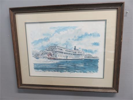 PAUL N. NORTON "Steamboat Delta Queen" Watercolor Painting