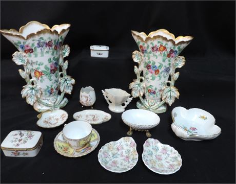 Fine Porcelain Vases / Limoge Trinket Dishes