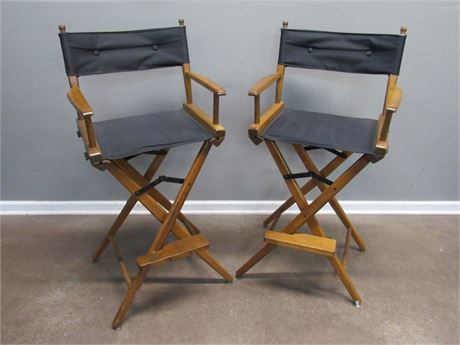 2 Folding Canvas and Wood Director's Chairs