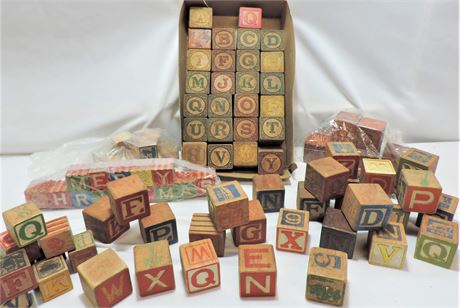 Vintage Alphabet and Number Wood Blocks