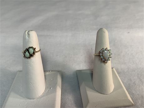 Pair of 2 10kt Gold OPAL RINGS