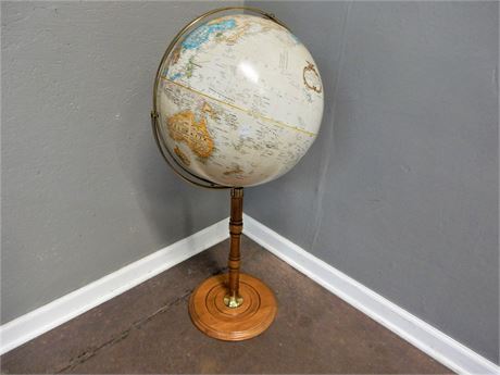 Educational World Globe on Wood Stand