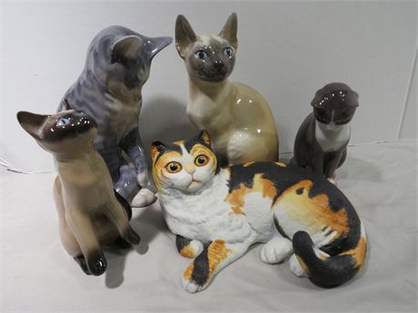 Porcelain Cat Figurine Lot