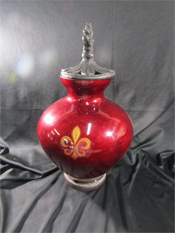 Ruby Red Porcelain Urn with Gold Art