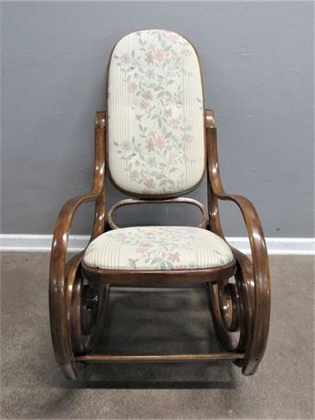 Bentwood Rocking Chair with Upholstered Seat and Back