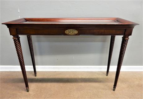 Bombay Company / Wood Console Table / Glass Top