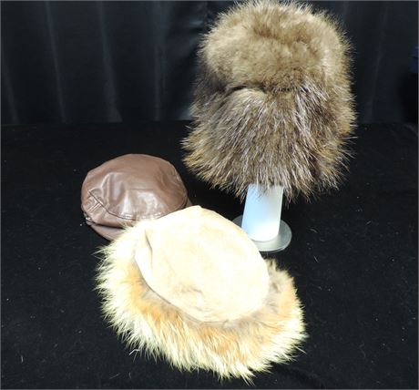 Lot of Vintage Hats Leather / Fur / Suede Fashion Hats