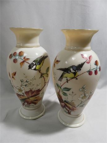 Hand-Painted Bristol Glass Vases