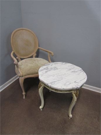 Round Marble Top Table and Chair