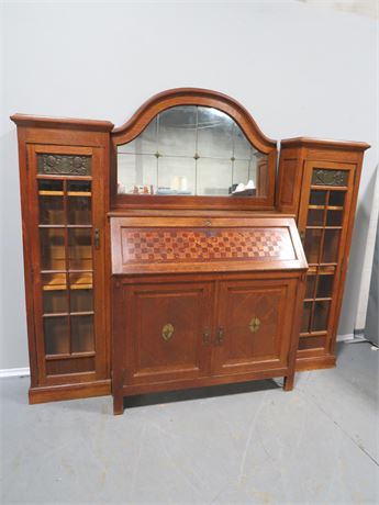 Antique Art Deco Tiger Oak Secretary Cabinet