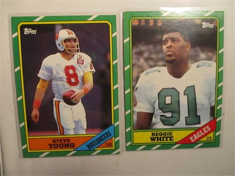 1986 Topps Steve Young #374 & Reggie White #275 Rookie Card