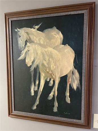 RICARDO ARENYS "White Horses" Lithograph Board Print