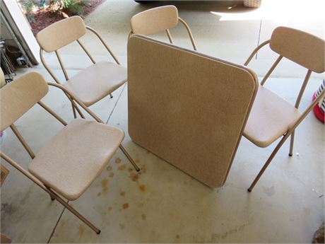HAMILTON Mid-Century Folding Card Table w/Chairs