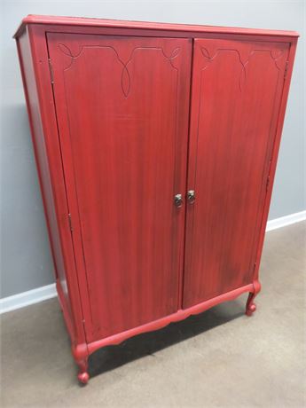 Vintage Hand-Painted Wardrobe Armoire