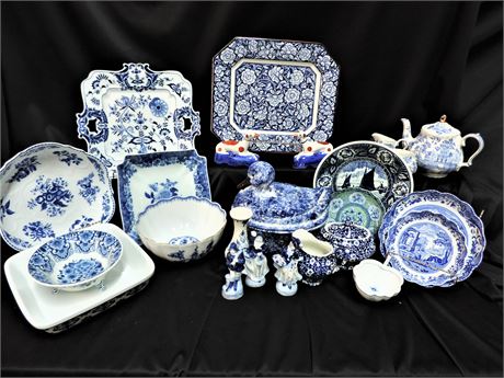 Occupied Japan Figurines / Blue Delft / Spode / Blue Danube / 24 Pieces