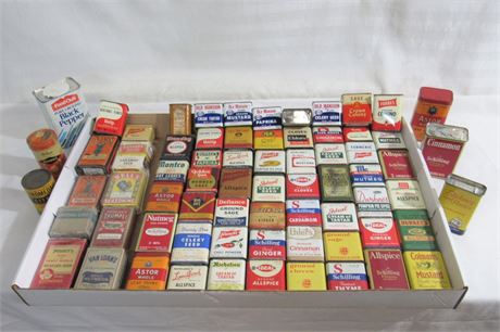 Huge Vintage Spice Box/Tins Advertising Lot - Approx. 70 Pieces