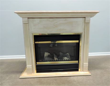 Majestic Fireplace and Mantle on a Base with Remote