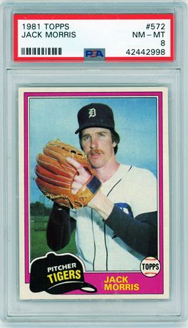 Jack Morris Detroit Tigers 1981 Topps Baseball Card PSA 8