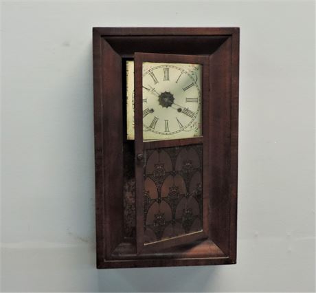 Vintage Stained Glass Style Door Wall Clock - Antique Ogee