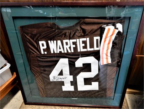 Signed Paul Warfield Cleveland Browns Football Jersey Framed