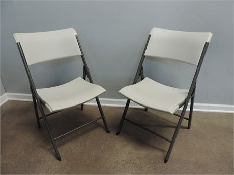 Pair of Lifetime Polyethylene Stacking Chairs