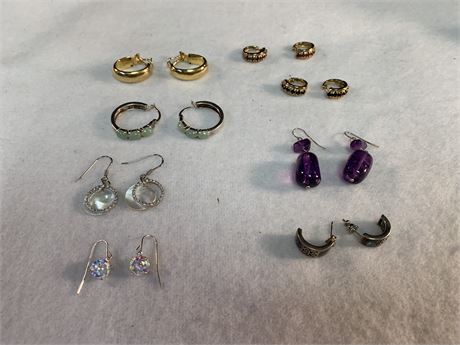 8 Pairs of Sterling Silver Earrings