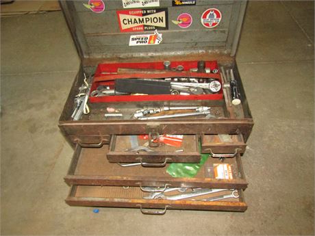 Vintage Speed Metal Tool Box, with Tools