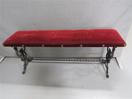 Victorian Bench Wrought Iron Velvet Seat