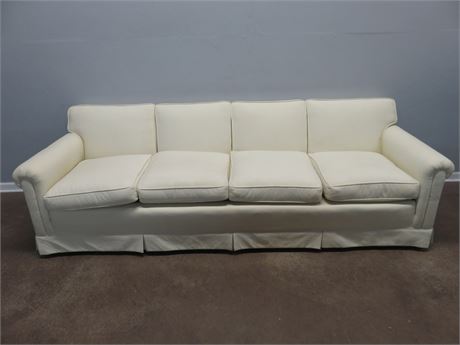 Ivory 4-Cushion Skirted Sofa