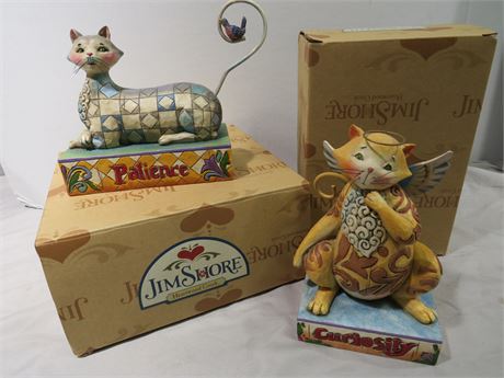 JIM SHORE "Patience" and "Curiosity" Cat Figurines