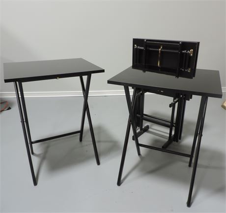 Set of TV TRAY Tables on a Stand