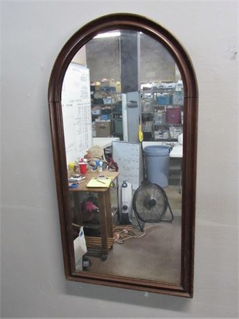Vintage Wood Frame Arch Top Mirror