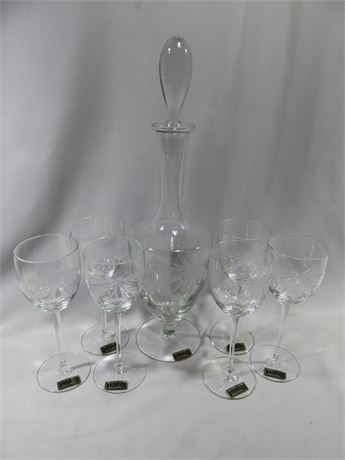 TOSCANY Hand Blown Cut Glass Wine Glass Set