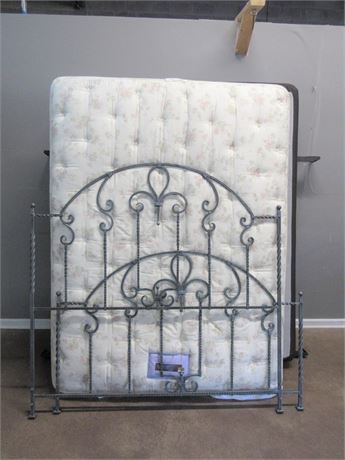 Heavy Wrought Iron Queen Size Bed with Serta Mattress
