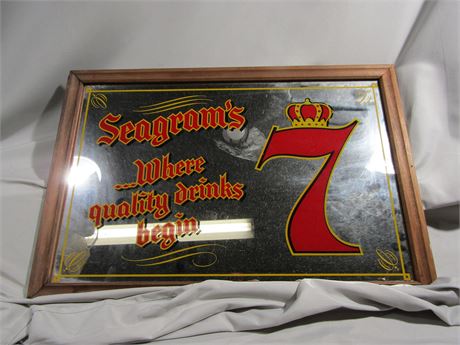 Seagram's "Where the Quality Drinks Begin" Mirrored Sign