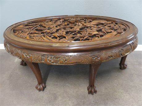 Asian Hand-Carved Coffee Table
