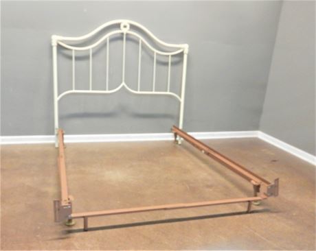 Ivory Metal Queen Size Headboard and Heavy Duty Frame