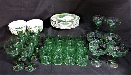 Precidio Floral Platic Dishes / Plastic Glasses