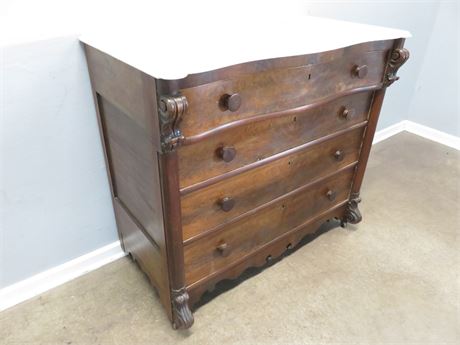 Antique Marble Top Walnut Chest