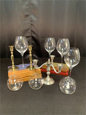 Wine Glasses and Baldwin Candle Holders