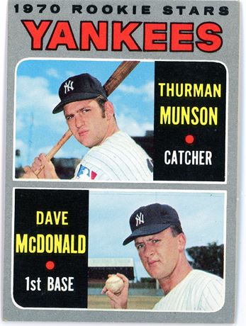 Thurman Munson & Dave McDonald Rookie Card New York Yankees 1970 Topps