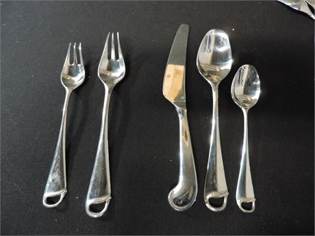 Dansk Stainless Flatware Set and Acrylic Tray