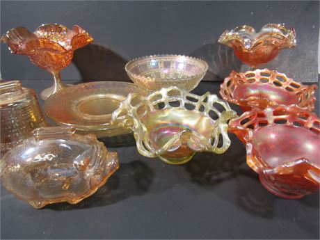 Orange Carnival or Depression Glass Collection, Candy Dish, Saucers and More !