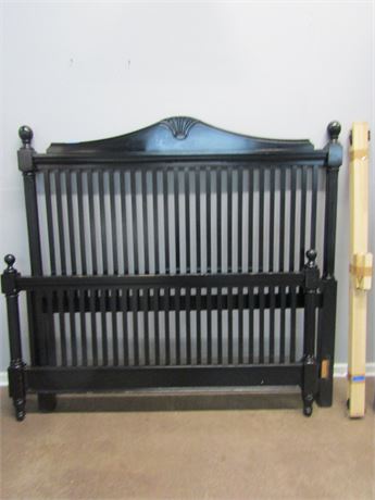 Black Wood Bed with Square Latrell Slat Design