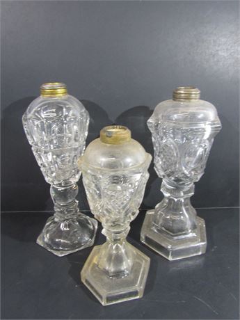 Antique Oil Lamps, Early American Pattern Glass "Bigler" Lamps