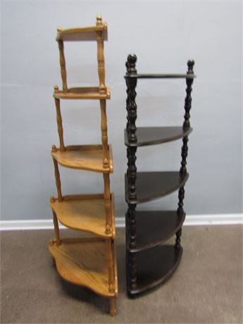 Set of two Solid Wood Corner Display Stands with Antique Style